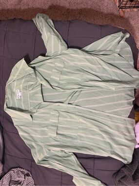 Ava & Viv Mint Green Shirt with White Stripes